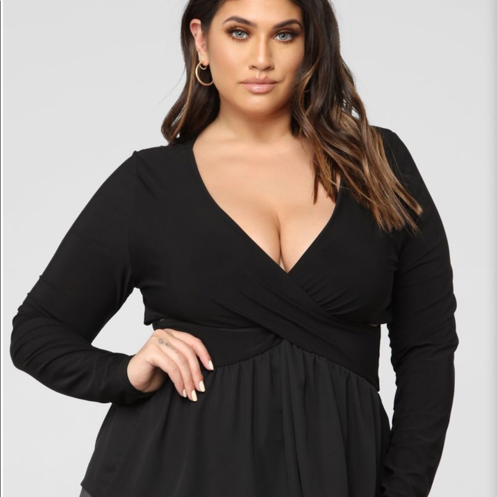 Deep down peplum top.